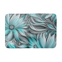 Belle impression Florale Turquoise Bleue