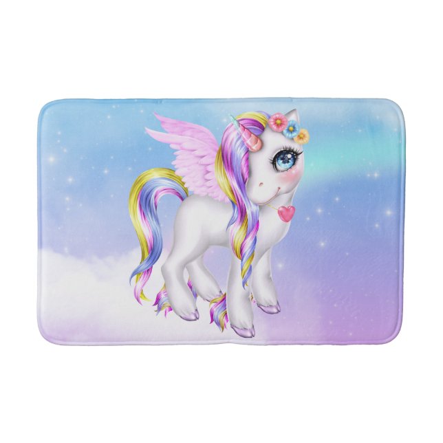 Tapis De Bain Belle licorne avec Rainbow Mane & Tail (Devant)
