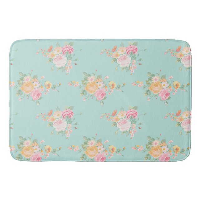 Tapis De Bain belle, menthe, shabby chic, country chic, floral, (Devant)