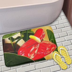 Tapis De Bain Belle photo rouge vif d'anthurium