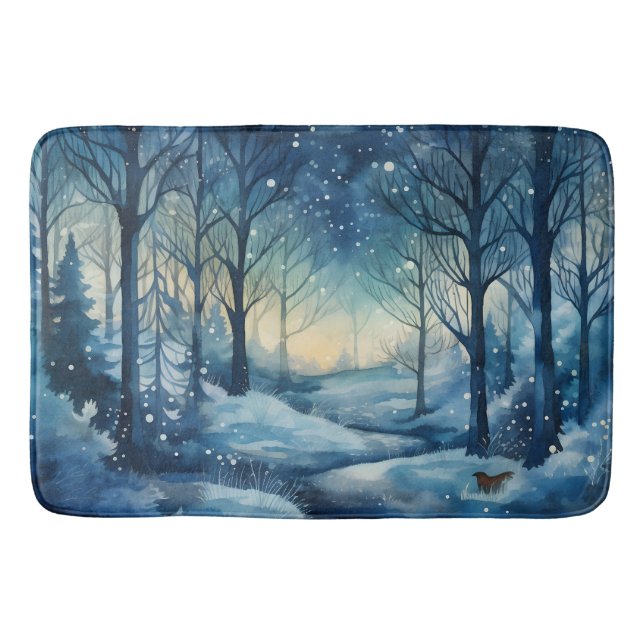 Tapis De Bain Belle scène Blue Winter Woods (Devant)