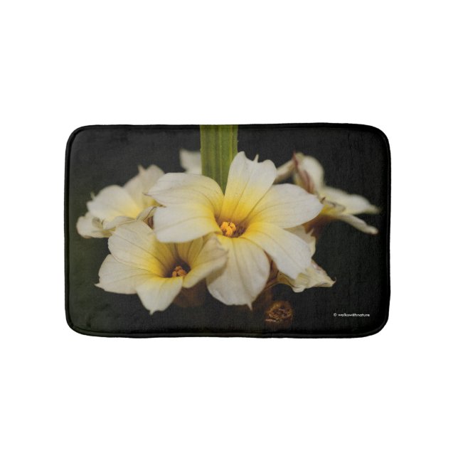 Tapis De Bain Belles fleurs satinées sur noir (Devant)