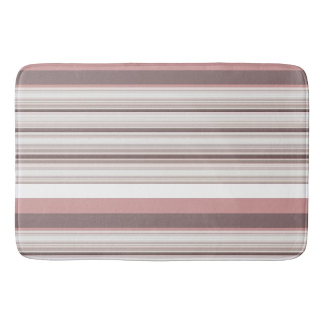 Tapis De Bain Belles rayures brunes blanches (Devant)