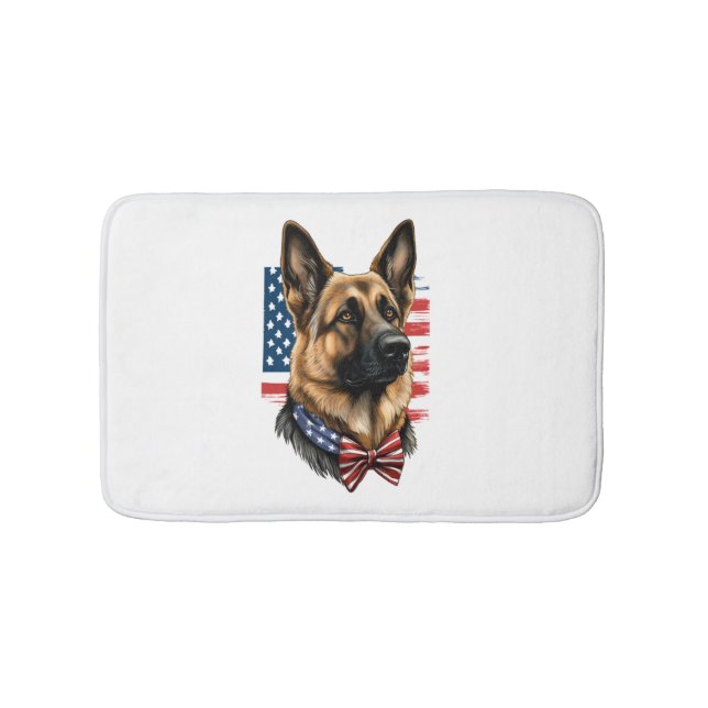 Tapis De Bain Berger allemand avec drapeau américain (Devant)