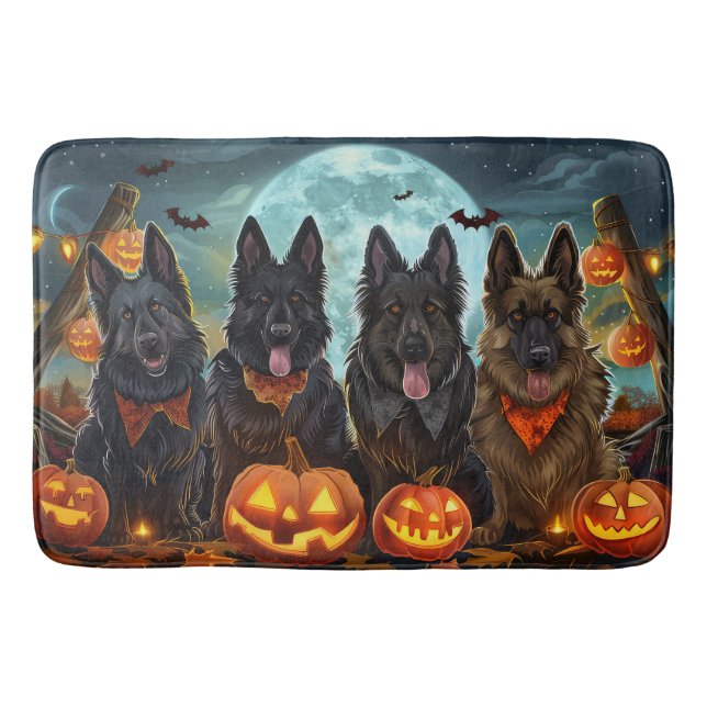 Tapis De Bain Berger belge Halloween Éffrayant (Devant)