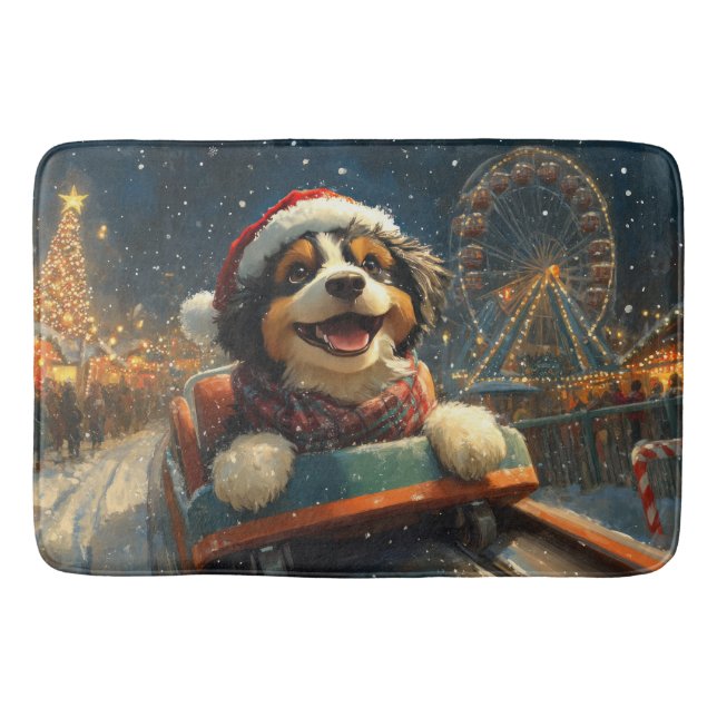 Tapis De Bain Bernedoodle Roller Dessous de verre Noël (Devant)