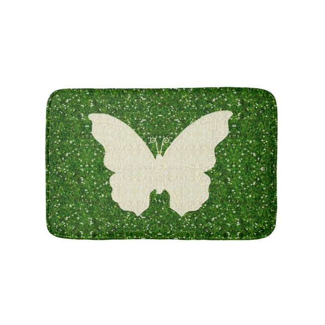 Tapis De Bain Beurre De Dentelle Blanche Sur La Parties scintill (Devant)