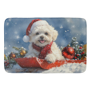Tapis De Bain Bichon Frise Chien dans la boue Laisser passer la 