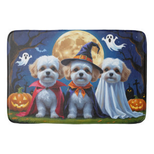 Tapis De Bain Bichon Frise Chiens Citrouille Halloween Funny