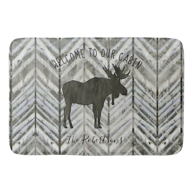 Tapis De Bain Bienvenue à notre Cabine Moose Rustic Lodge Bath D (Devant)