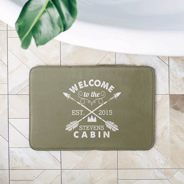 Tapis De Bain Bienvenue au Cabine | Flèches rustiques personnali (Créateur téléchargé)