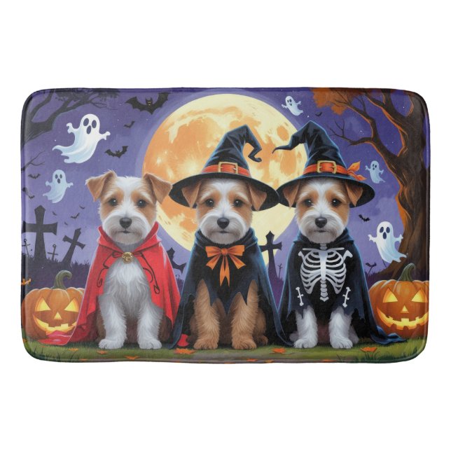 Tapis De Bain Biewer Terrier Chiens Citrouille Halloween Funny (Devant)