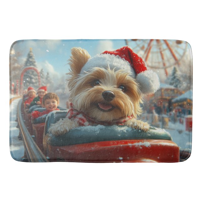 Tapis De Bain Biewer Terrier Dog Roller Dessous de verre Noël (Devant)