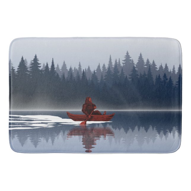 Tapis De Bain Bigfoot Lake Canoe Wilderness Pine Forest Camp (Devant)