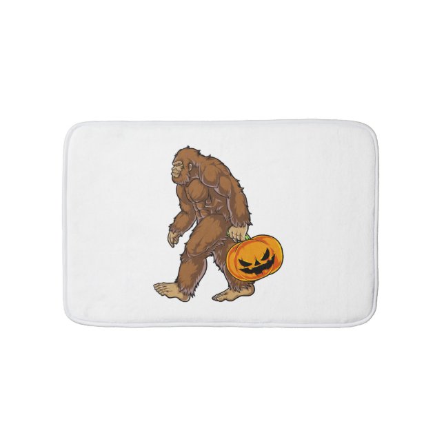 Tapis De Bain Bigfoot Sasquatch portant un T-shirt Citrouille ef (Devant)