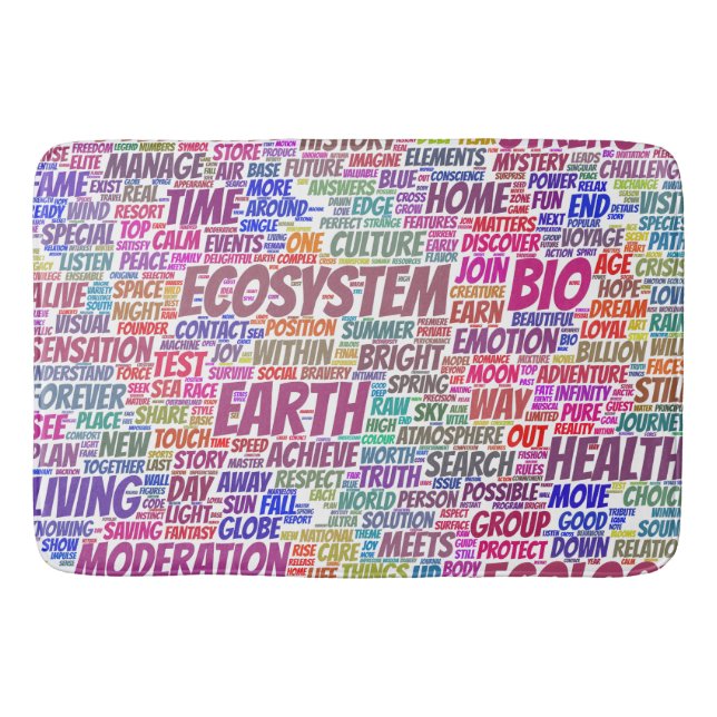 Tapis De Bain Bio Nuage de Mots Texte Modèle Biodiversité (Devant)