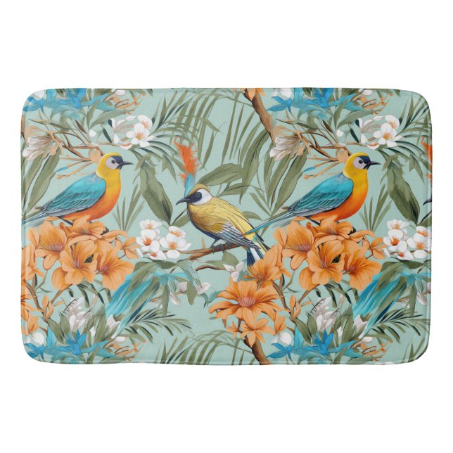 Tapis De Bain Birds Chinoiserie Mint Orange (Devant)