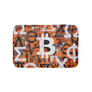 Tapis De Bain "Bitcoin Graffiti" (Style #2) Art de rue