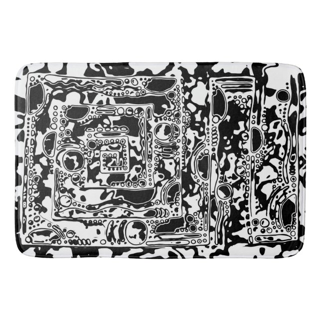 Tapis De Bain Black and White Geometric Art 25 (Devant)
