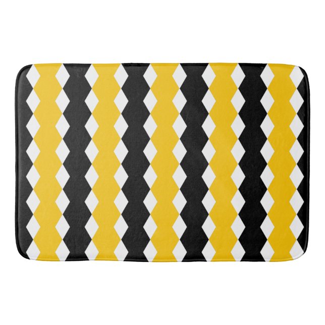 Tapis De Bain Black & Jaune Géométrique Funky Motif moderne (Devant)