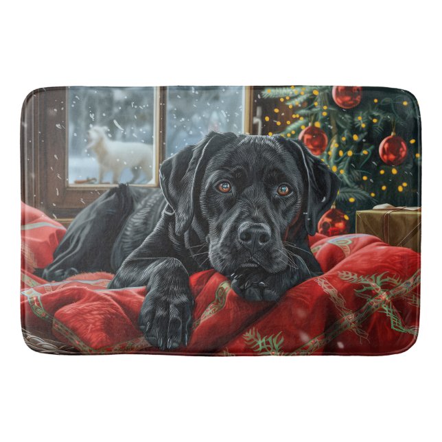 Tapis De Bain Black Labrador Chien Festive de Noël (Devant)