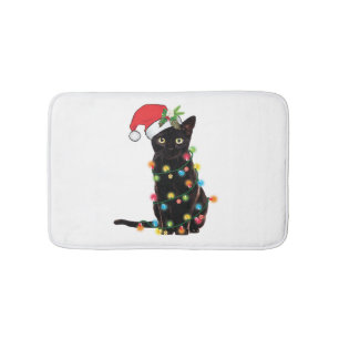 Tapis De Bain Black Santa Cat Tangled Up