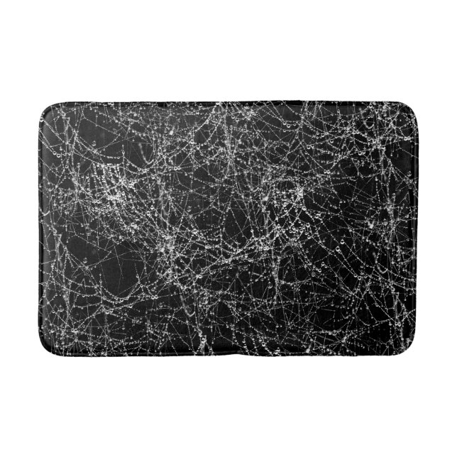 Tapis De Bain Black & Silvery Spider Webs Chic Halloween (Devant)
