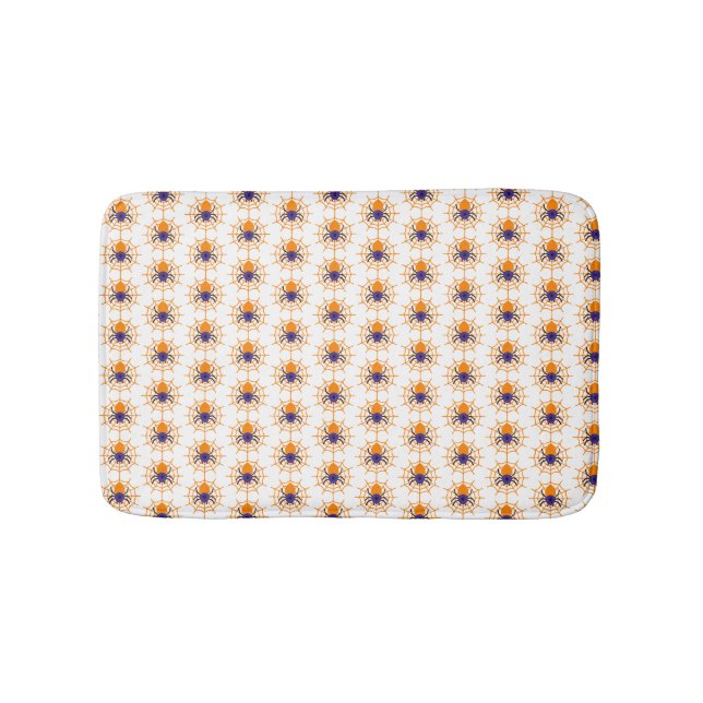 Tapis De Bain Blanc effrayant avec araignées noires Halloween (Devant)