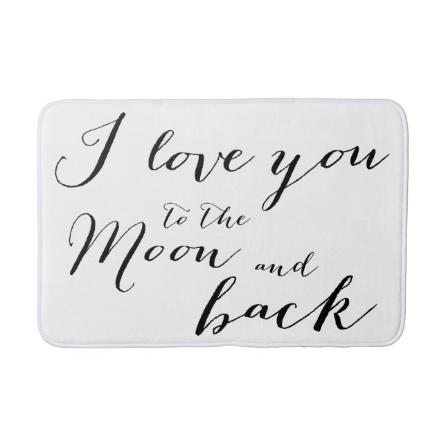 Tapis De Bain Blanc Noir Je T'Aime À La Lune Bain Mat (Devant)