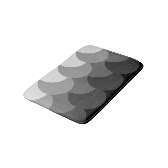 Tapis De Bain Blanc noir moderne et cercles de recouvrement gris (Angle)
