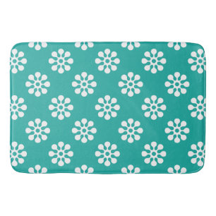 Tapis De Bain Blanc sans couture de motif de rétros fleurs