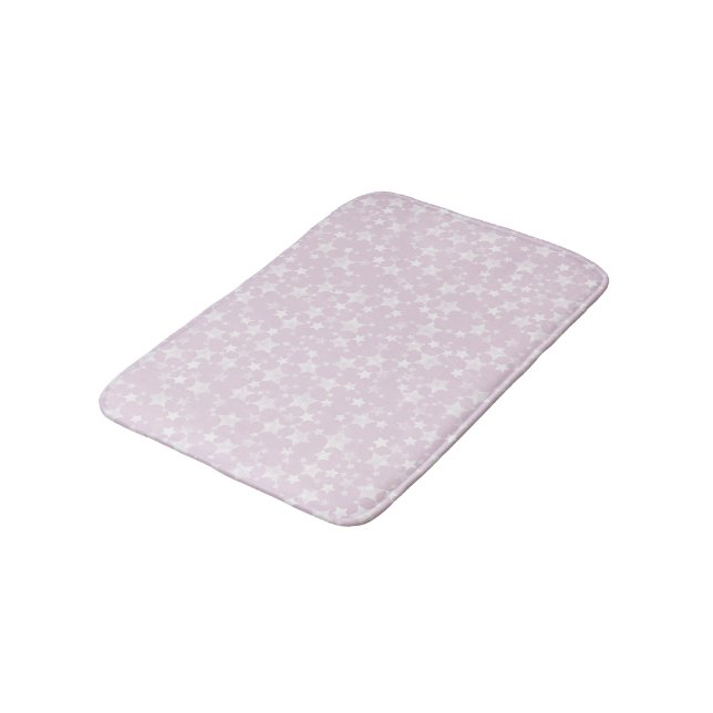 Tapis De Bain Blanc sur Dusty Pink | Motif d'étoiles d'impressio (Angle)