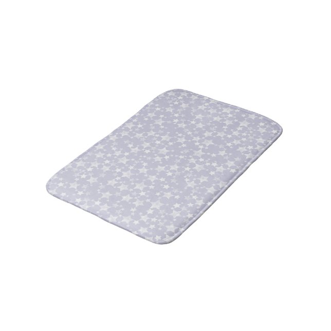 Tapis De Bain Blanc sur Dusty Purple | Motif d'étoiles d'impress (Angle)
