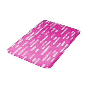 Tapis De Bain Blanc sur les lignes arrondies rose vif Motif