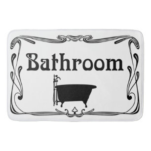 Tapis De Bain Blanc vintage de noir de baquet de salle de bains