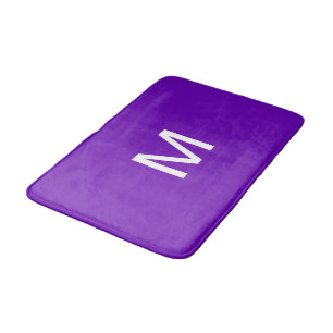 Tapis De Bain Blanc violet clair monogramme