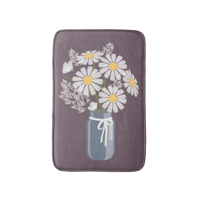 Tapis De Bain Blancs Mason Jar sur Plum Purple (Devant (Vertical))