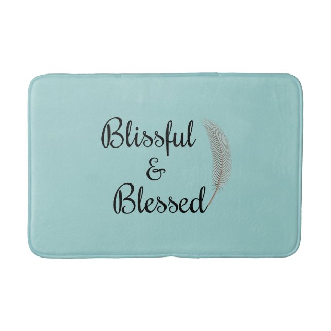 Tapis De Bain Blessful & bénie plume bleu turquoise natte (Devant)