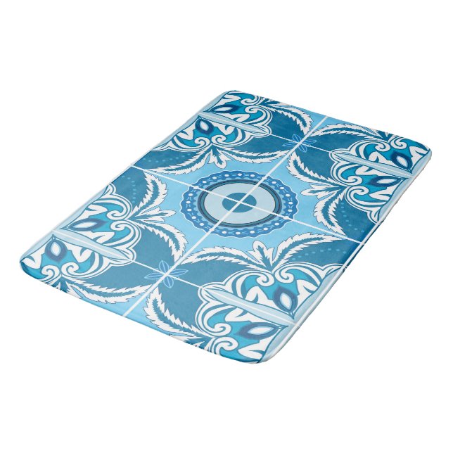 Tapis De Bain 💙 bleu 🤍 blanc (Angle)