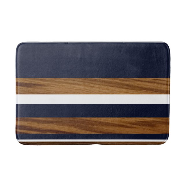 Tapis De Bain Bleu blanc de la Marine des Bois (Devant)