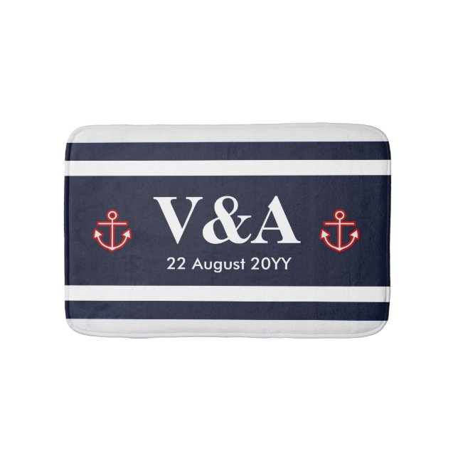 Tapis De Bain Bleu blanc de la marine marine (Devant)