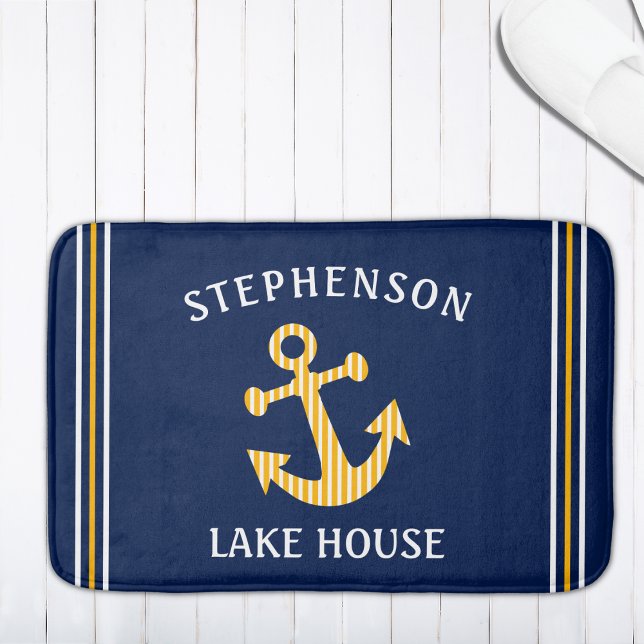 Tapis De Bain Bleu Bleu Bleu Jaune Personnalisé Lac Famille (Créateur téléchargé)