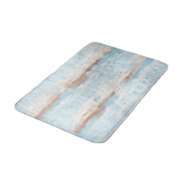 Tapis De Bain Bleu clair Brown Aquarelle Blancs (Angle)
