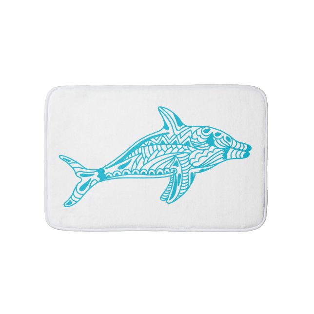 Tapis De Bain Bleu clair Motif Dolphin Art (Devant)