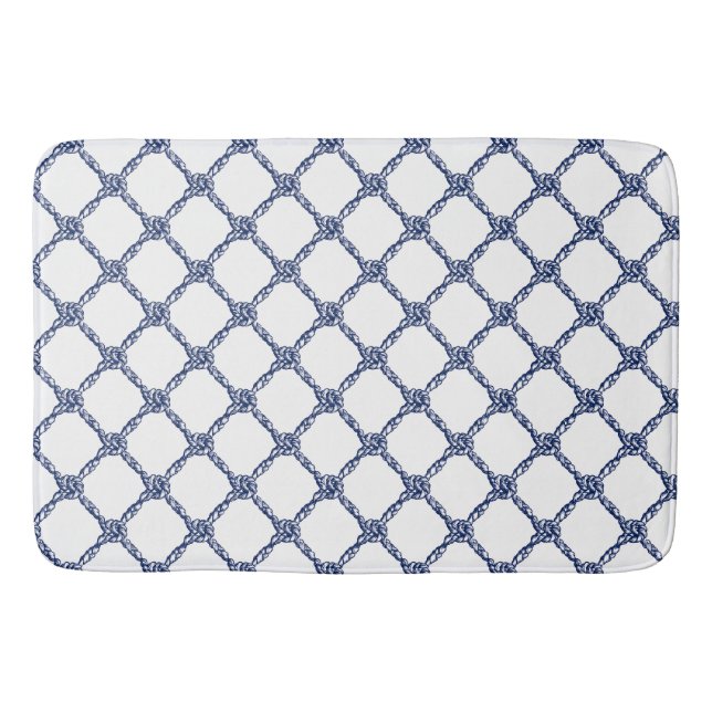 Tapis De Bain Bleu de la Marine Noeuds Nautiques (Devant)