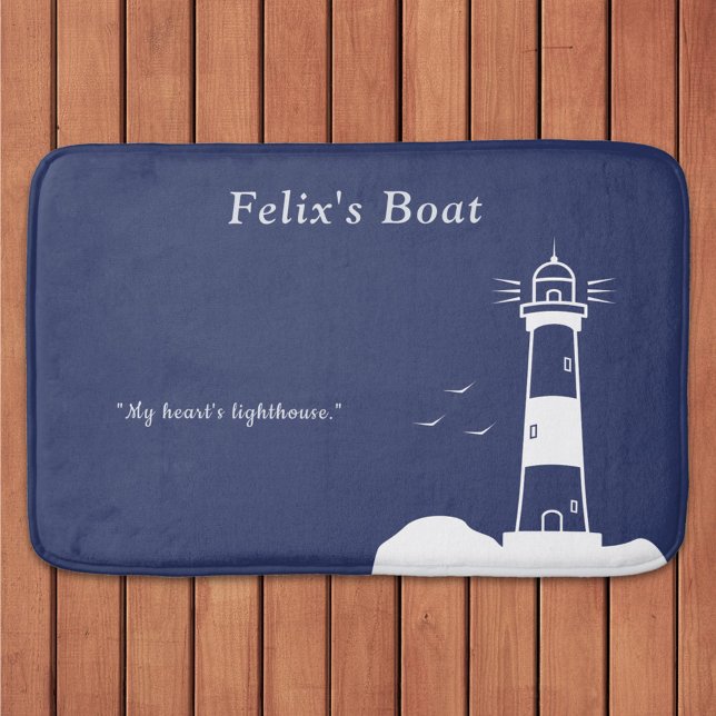 Tapis De Bain Bleu de la marine phare (Lighthouse Navy Blue Bath Mat)