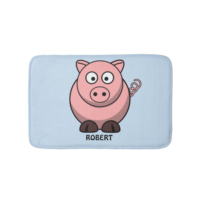 Tapis De Bain Bleu de porc customisé personnalisé (Devant)