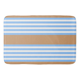 Tapis De Bain Bleu et blanc cinq bandes motif avec bronze