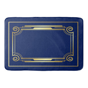 Tapis De Bain Bleu et or Art déco Bain Mat
