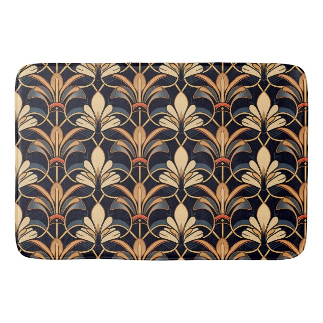 Tapis De Bain Bleu et orange Art déco (Devant)